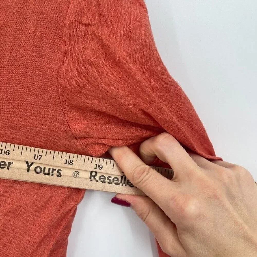 ForCynthia Womens Cover Up Small Salmon Pink V Neck Linen Casual Beachwear Knit